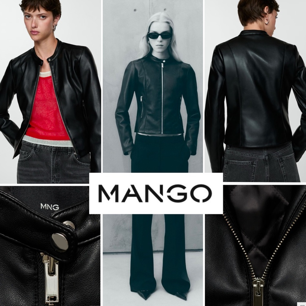 Mango Sleek Black Leather Jacket